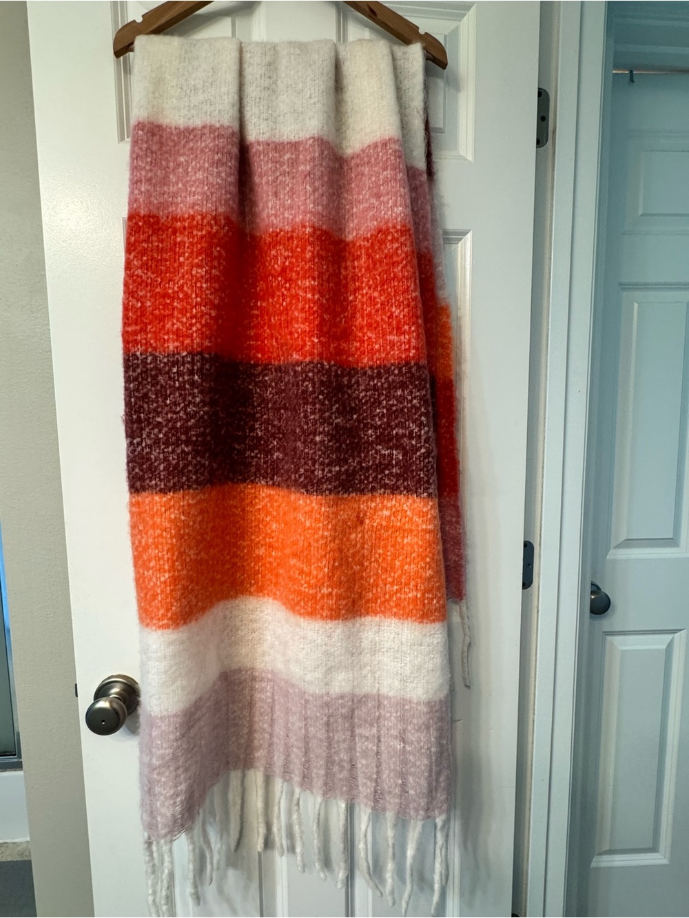 Shiraleah Plush Striped Throw in Pink, Red, Cream